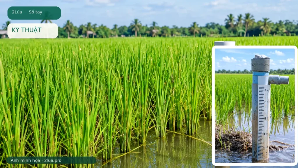Ảnh minh họa cho bài Tưới ngập khô xen kẽ cho lúa: hiểu nguyên tắc trước khi áp dụng