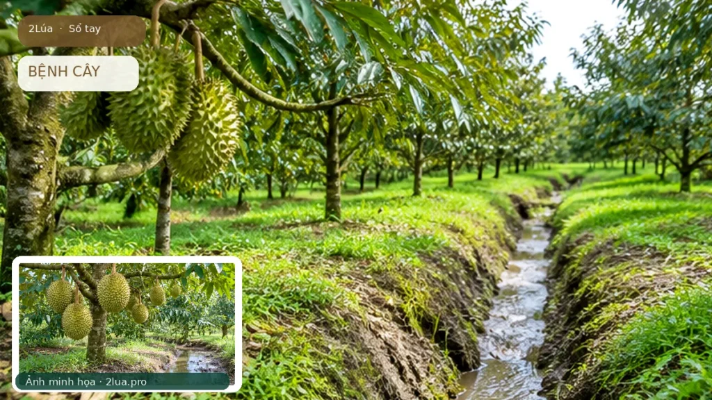 Ảnh minh họa cho bài Lá sầu riêng vàng, rụng: kiểm tra gốc và đất trước